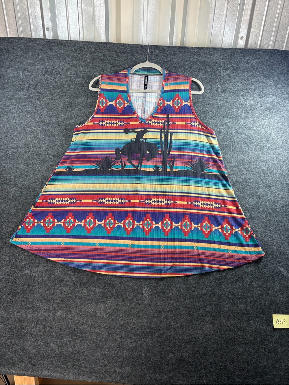 Crazy Train Women’s Desert Breeze Serape Cactus Swing Tank Top Size Large